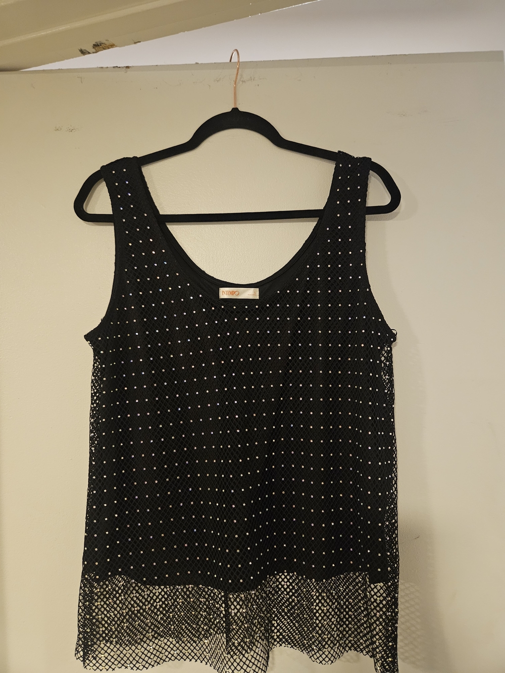 Intimo Black Studded Mesh Tank Top